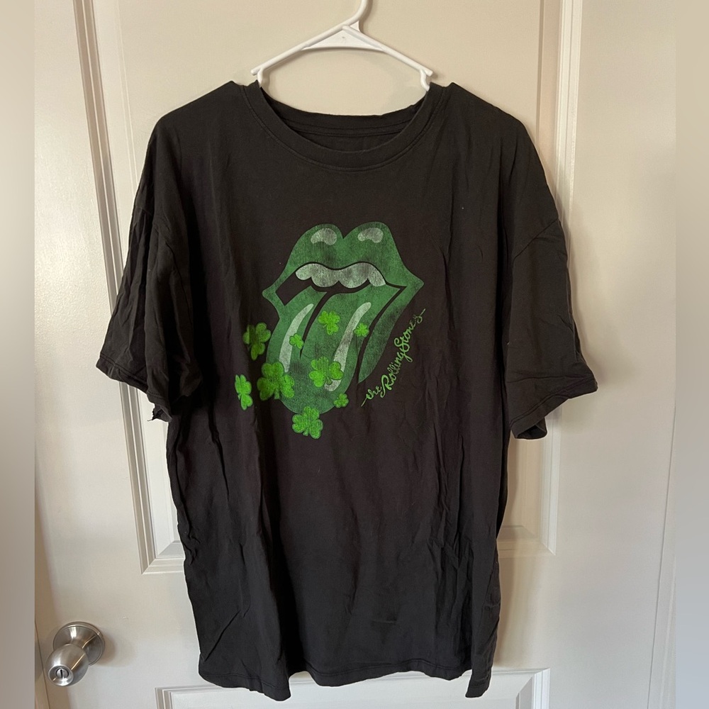 Rolling Stones St. Patrick’s Day Edition Black T-Shirt with Green Logo